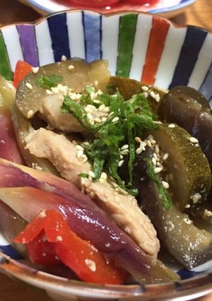 鶏胸肉と夏野菜の酢煮-レシピのメイン写真