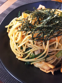 腹ペコ男子パクパク!豚キムチ醤油パスタ-レシピのメイン写真