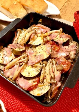簡単！ナスとトマトとシメジのチーズ焼き-レシピのメイン写真