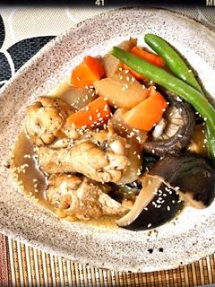 鶏手羽元と椎茸の煮物❀-レシピのメイン写真