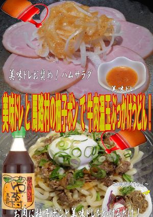 美味ドレと柚子ポンで牛肉温玉ぶっかけ饂飩-レシピのメイン写真