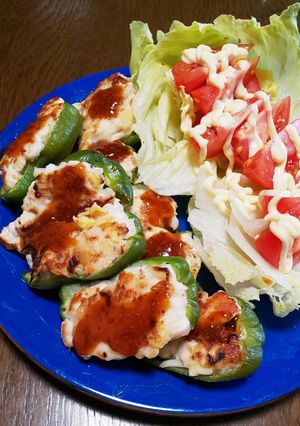 白菜の漬物と鶏のささみ肉詰めピーマン⁉️-レシピのメイン写真