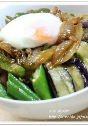 夏野菜のしょうが焼き丼-レシピのメイン写真