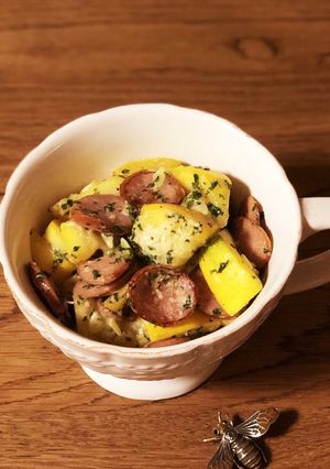 丸ズッキーニとフランクフルトの炒め物-レシピのメイン写真