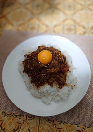 えのき鶏キーマ卵のせ-レシピのメイン写真