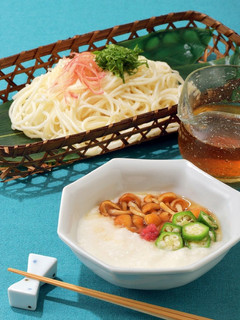 なめこと梅とろろ温麺(うーめん)-レシピのメイン写真