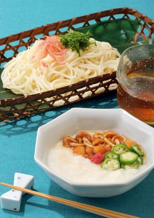 なめこと梅とろろ温麺（うーめん）-レシピのメイン写真