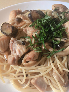 簡単!鶏肉となすとしめじの和風パスタ!-レシピのメイン写真
