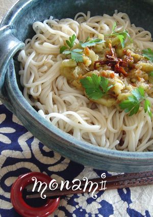 焼きナスとドライトマトの冷やしうどん-レシピのメイン写真