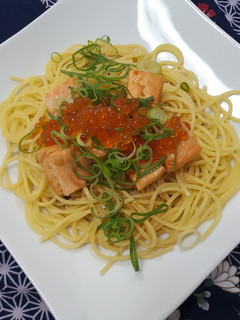 いくらとサーモンの和風パスタ わさび風味-レシピのメイン写真