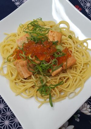 いくらとサーモンの和風パスタ　わさび風味-レシピのメイン写真