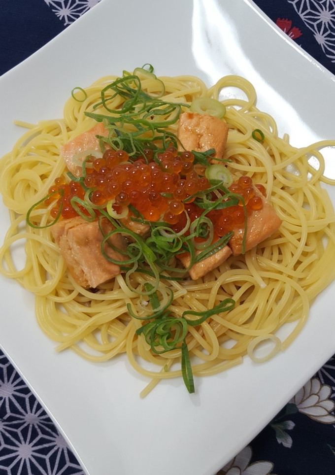 いくらとサーモンの和風パスタ　わさび風味-レシピのメイン写真
