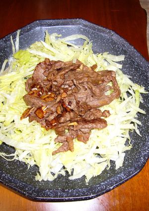 旨い♪楽チン♪牛にん肉ﾊﾞﾀｰ風味✿-レシピのメイン写真