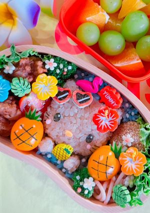 ♡南国日焼けキティちゃんキャラ弁♡-レシピのメイン写真