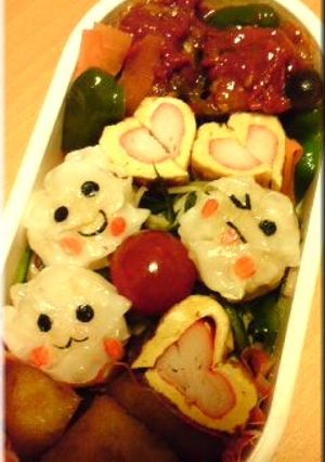 ♪お弁当♪（キャラ弁）かにかまハート-レシピのメイン写真