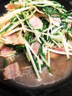 水菜とベーコンの中華炒め-レシピのメイン写真