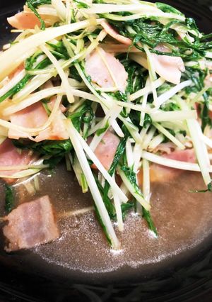 水菜とベーコンの中華炒め-レシピのメイン写真