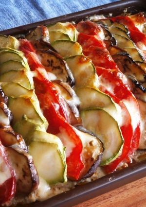 ひき肉と夏野菜のオーブン焼き-レシピのメイン写真