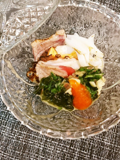 刺身炙りチンゲン菜ミョウガタレ添え-レシピのメイン写真