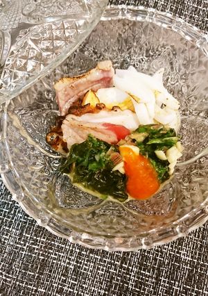 刺身炙りチンゲン菜ミョウガタレ添え-レシピのメイン写真