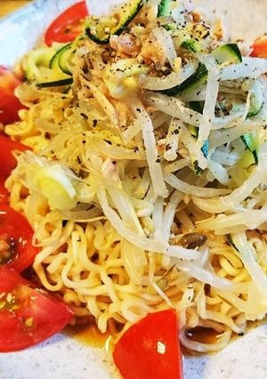 さっぱり♪ツナ入り酢の物の冷やしラーメン-レシピのメイン写真