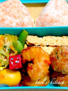 豆腐ハンバーグエビ天ぷら卵焼き弁当-レシピのメイン写真
