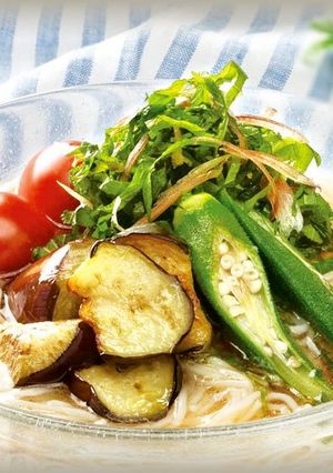 そうめん♪揚げナスと薬味てんこもり-レシピのメイン写真
