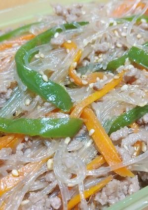 水戻し不要！ひき肉と野菜で簡単チャプチェ-レシピのメイン写真