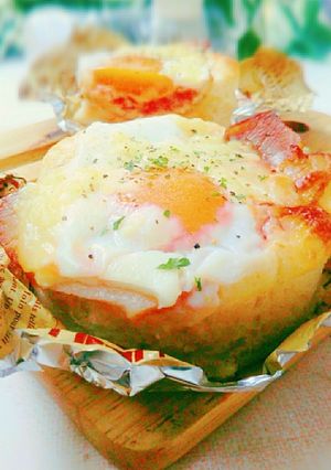 ＨＢ＊卵半熟！ベーコンエッグトマトパン-レシピのメイン写真