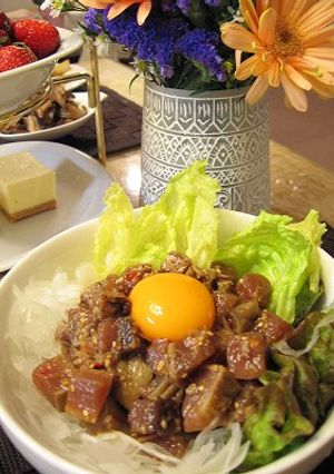新玉ねぎたっぷりなかつおのユッケ-レシピのメイン写真