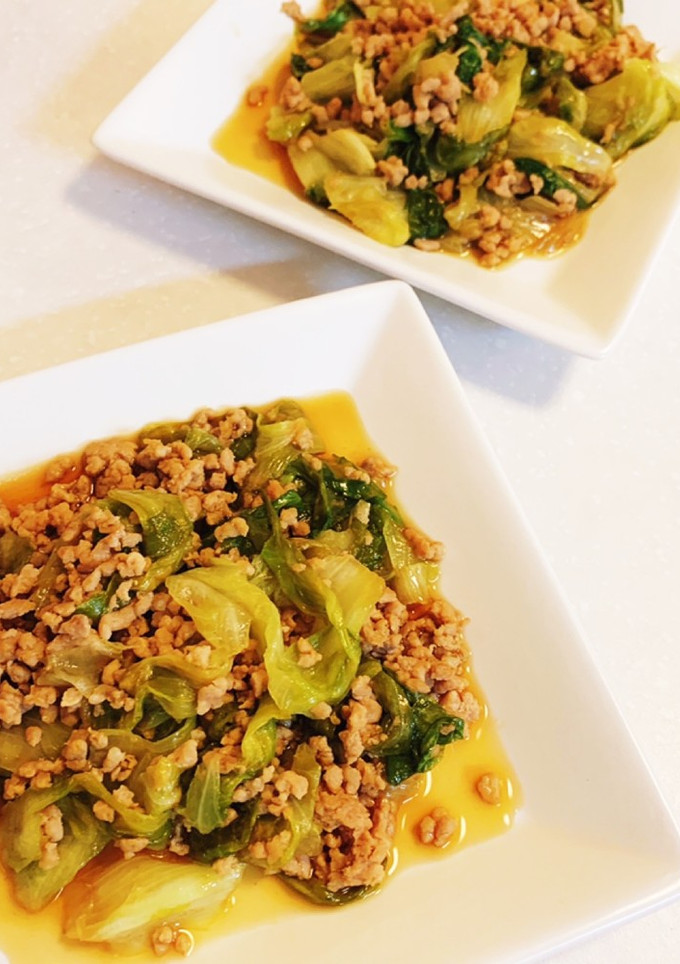 レタスと挽肉の中華炒め#大量消費#丼ぶり-レシピのメイン写真