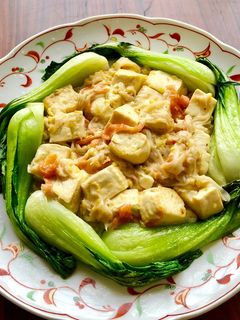 青梗菜と豆腐カニカマの卵餡掛け中華炒め★-レシピのメイン写真
