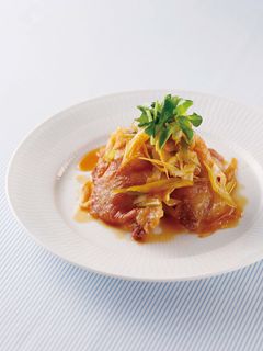 豚肉のカリカリ焼き白ネギソースのせ-レシピのメイン写真