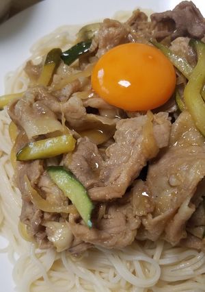 豚バラとひやむぎの混ぜそば-レシピのメイン写真
