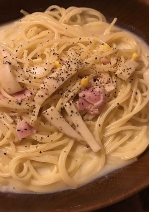 コーンスープパスタ-レシピのメイン写真