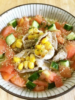 冷し塩ラーメン豚しゃぶコーン巻!-レシピのメイン写真