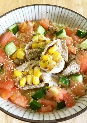 冷し塩ラーメン豚しゃぶコーン巻！-レシピのメイン写真