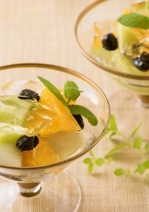 しぼり豆とフルーツのキラキラゼリー添え-レシピのメイン写真
