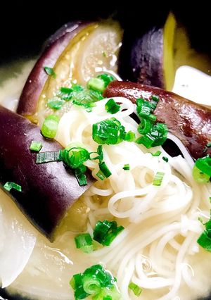 夏!ナスとそうめんのみそ汁-レシピのメイン写真