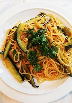 ラッキョで爽やか♪ナスとパクチーのパスタ-レシピのメイン写真