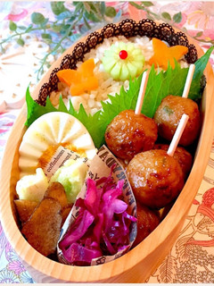 女子中学生 玄米弁当 鶏つくね 詰め方-レシピのメイン写真