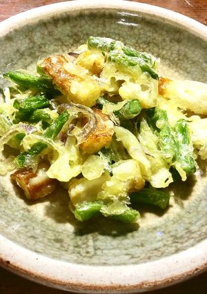 さやいんげん、竹輪、茗荷のかき揚げ-レシピのメイン写真