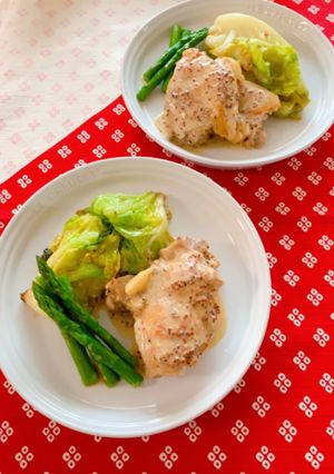 鶏肉とキャベツ、アスパラガスの蒸し焼き-レシピのメイン写真