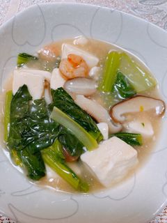 豆腐と小松菜、海老のうま煮♡-レシピのメイン写真