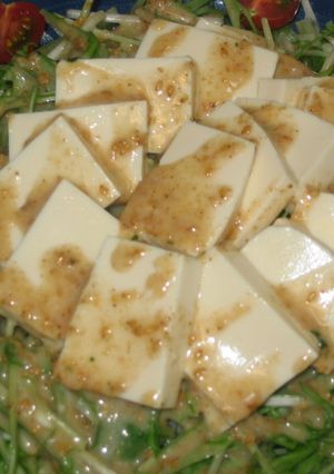 水菜と豆腐の簡単サラダ～ごまドレッシング-レシピのメイン写真