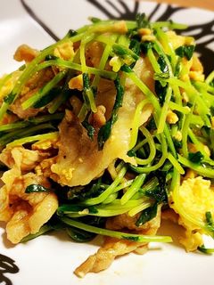 豆苗と豚こま炒め-レシピのメイン写真