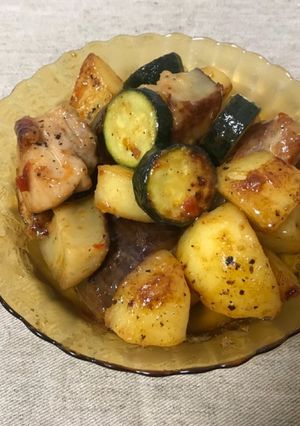 甘辛マヨの鶏なすズッキーニじゃが炒め-レシピのメイン写真