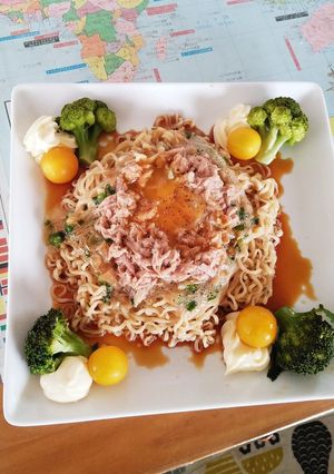 なめたけとツナの冷やしサッポロ一番♪-レシピのメイン写真