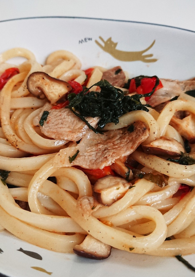 トマトと大葉の豚焼きうどん-レシピのメイン写真