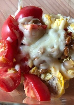 親子丼の納豆チーズ焼き（リメイクレシピ）-レシピのメイン写真